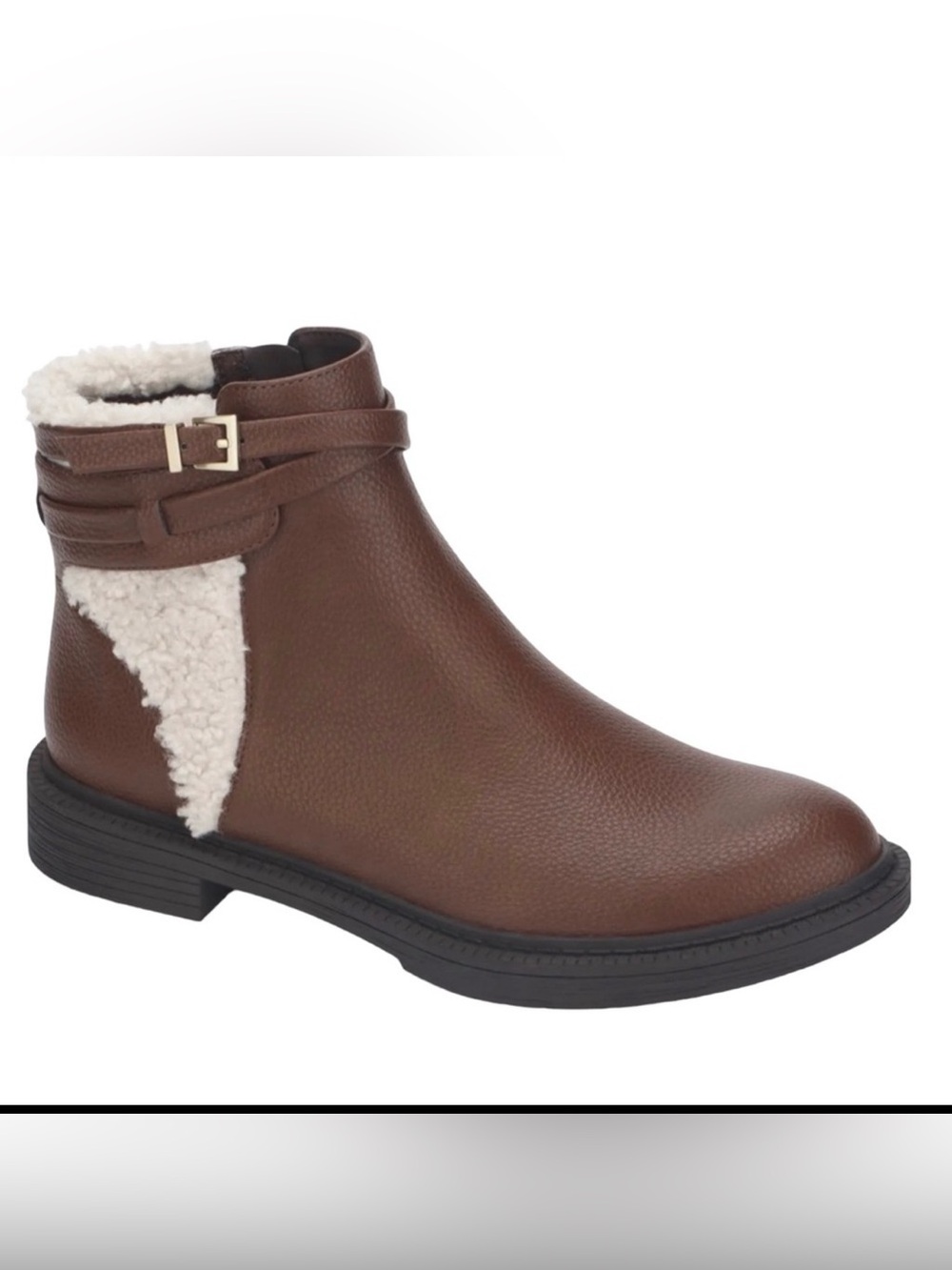 Kenneth Cole Reaction Wind Lug Boots Brown Faux Shearling Buckle Size 8.5